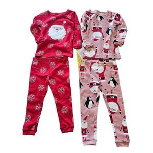 Carters girls Sz 12M Christmas pajama 2 set bundle